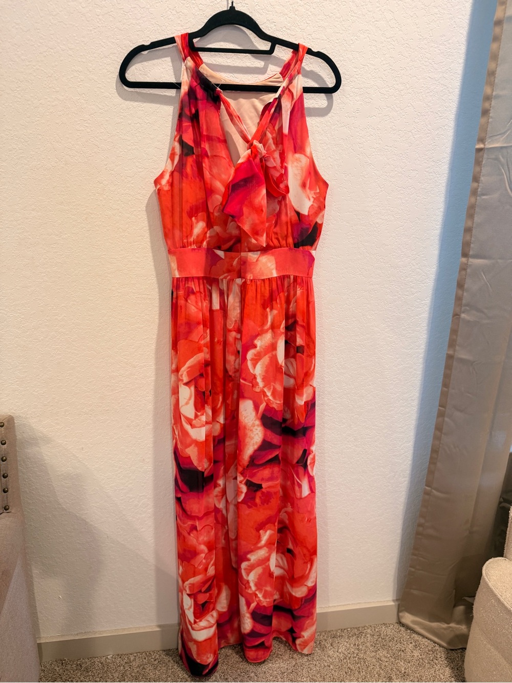 Eliza‎ J Coral Red Floral Maxi Dress